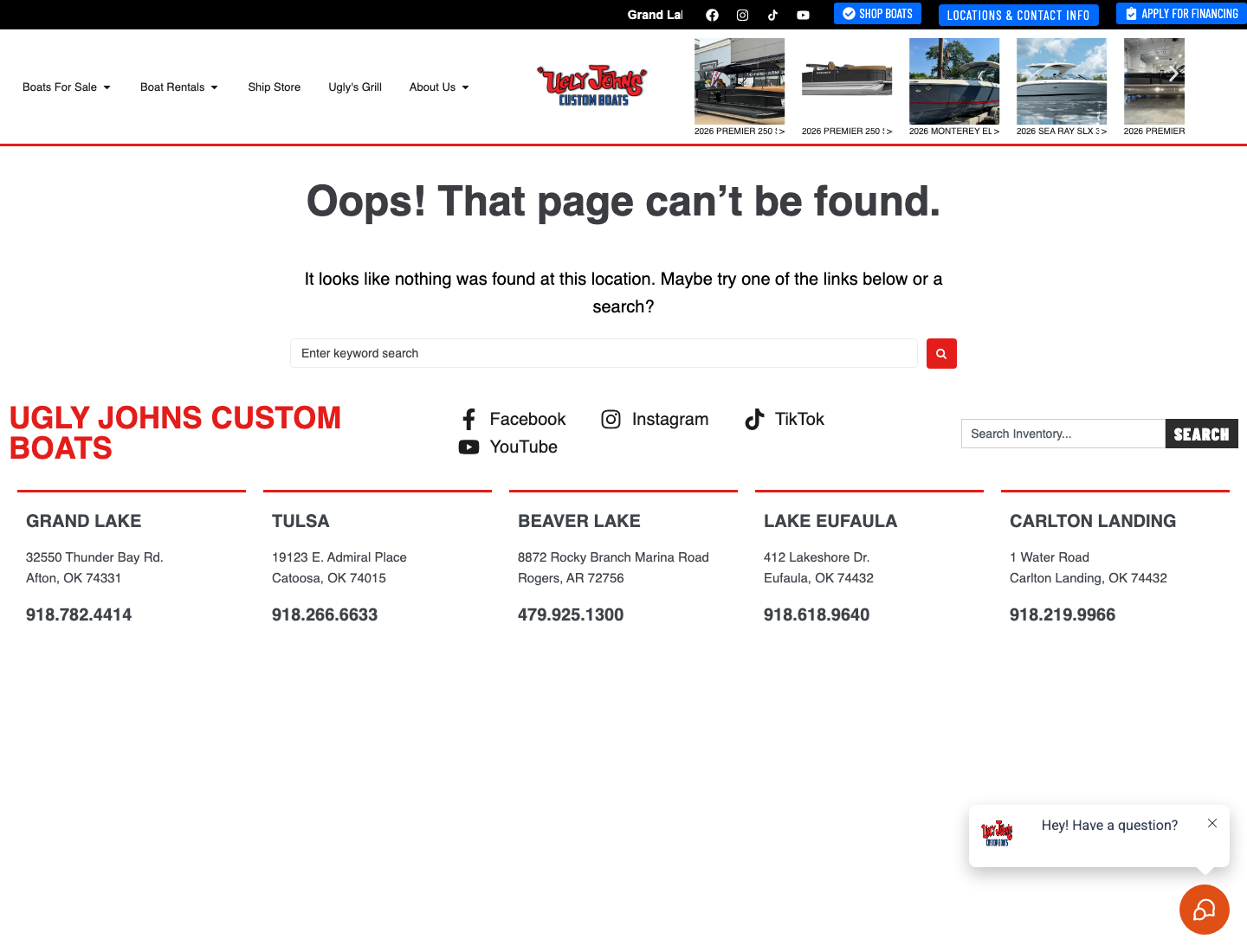 Financing URL screenshot showing a page-not-found response